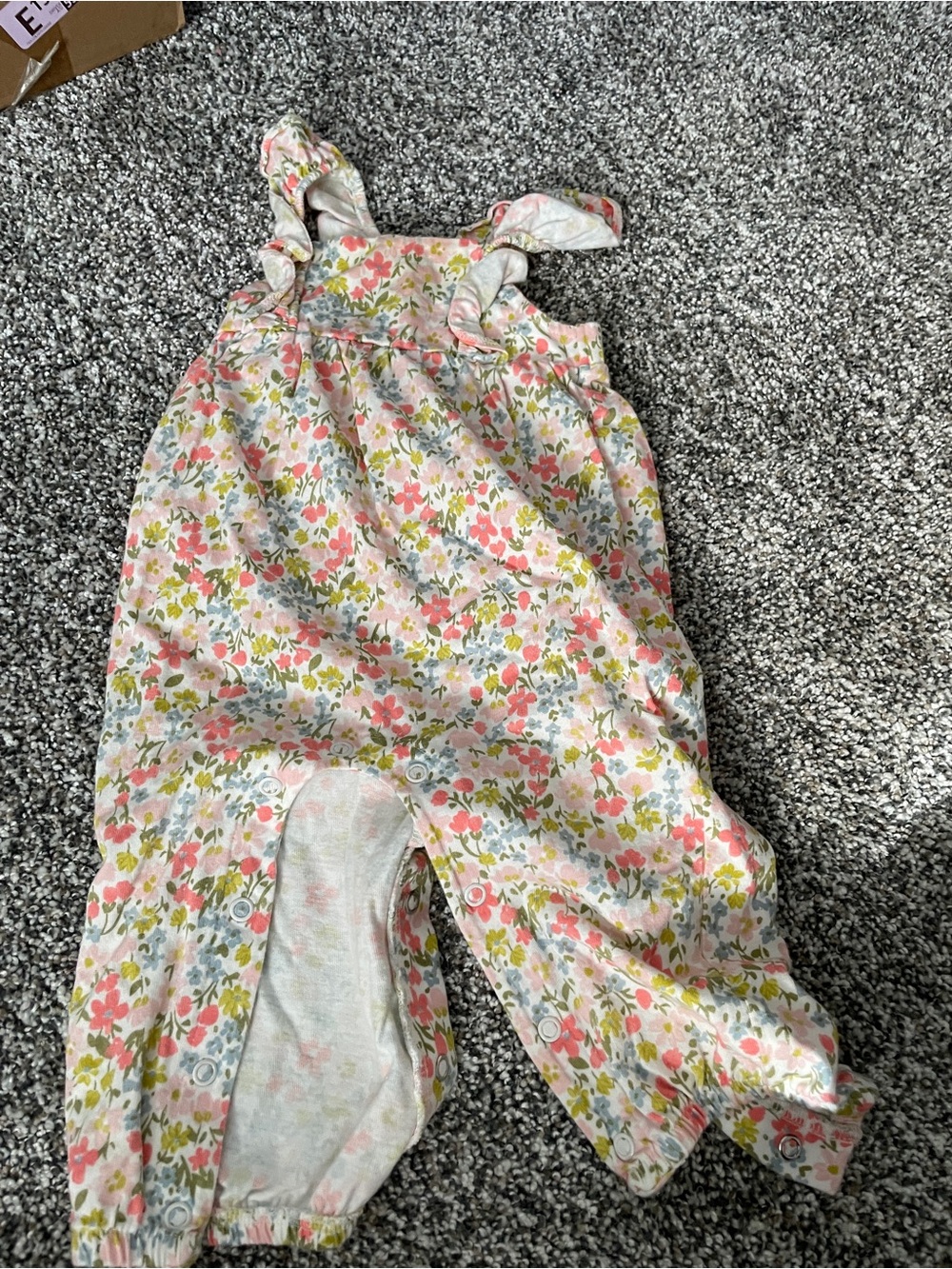 Carter's Floral Ruffle-Strap Romper in Pink, Green and White